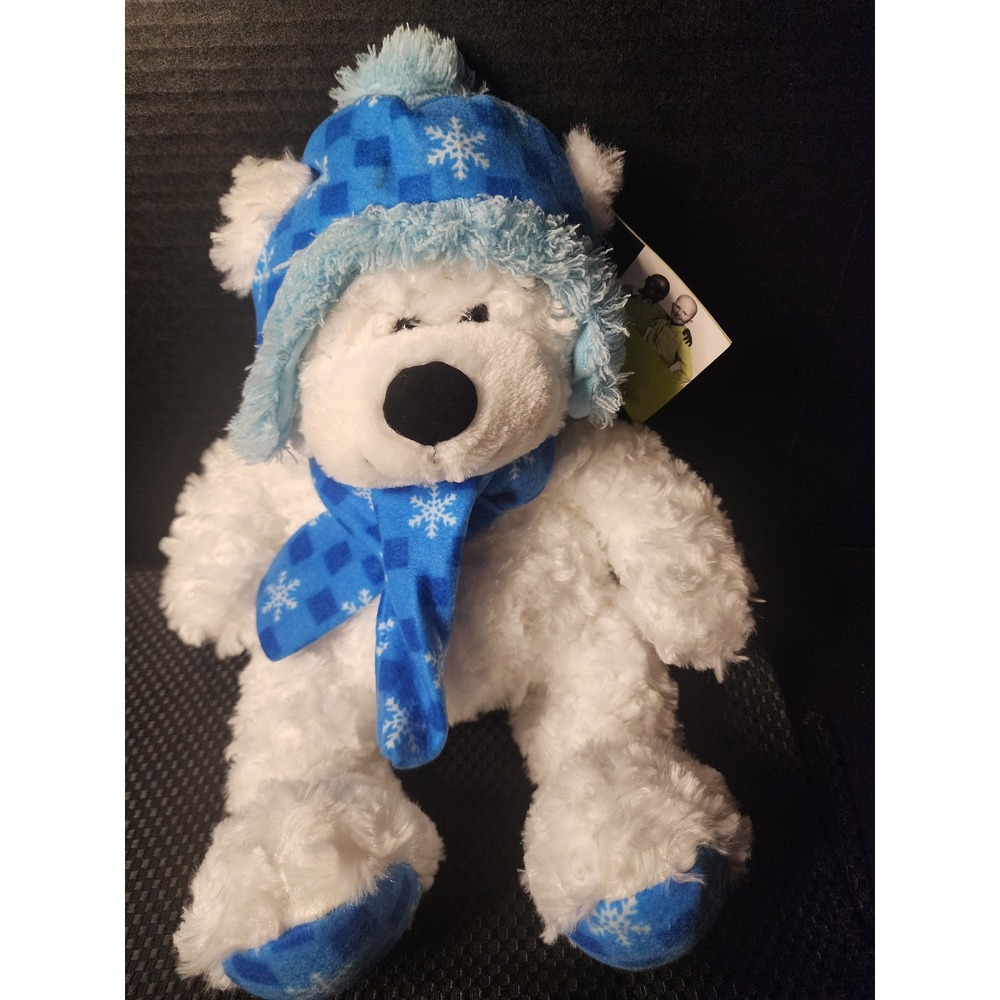 Hugfun St Jude Childrens Hospital Polar Bear Plush Blue Snowflake Hat 16in